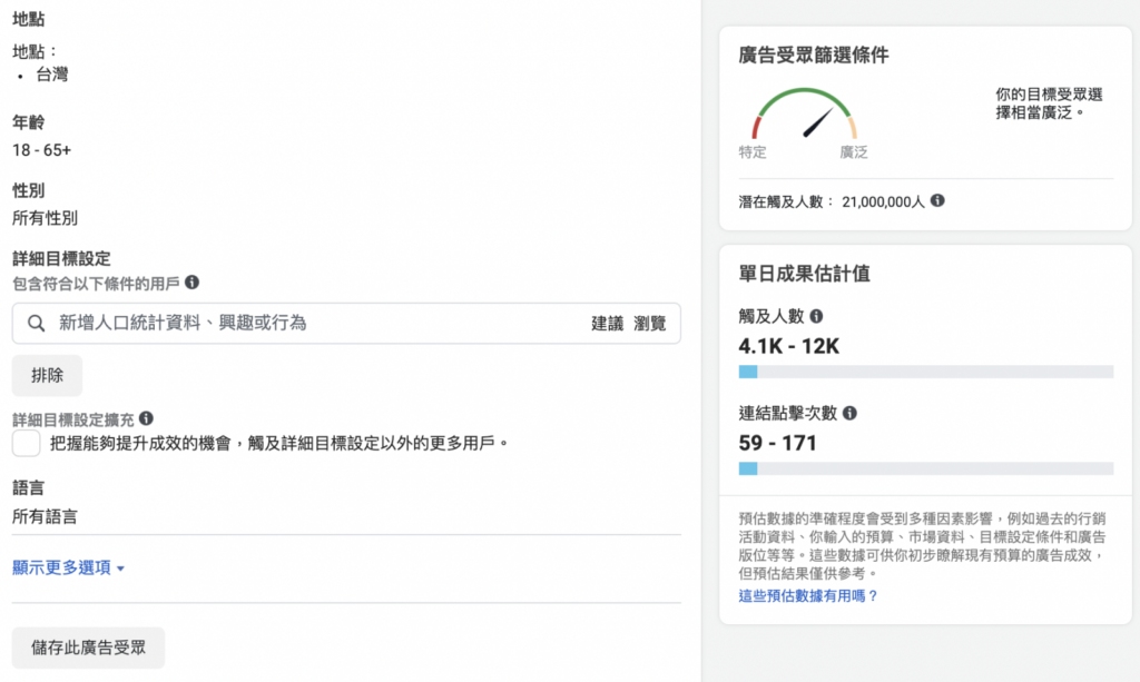facebook內建受眾
