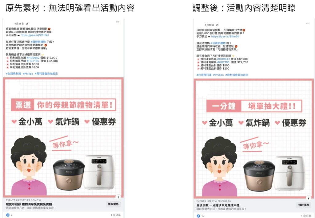 廣告素材需精準傳達活動訊息(示意範例)